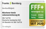 Rating Franke und Bornberg f&uuml;r Deutsche Handwerker Berufsunf&auml;higkeitsversicherung FFF+ Note 0,5 hervorragend - M&uuml;nchener Verein
